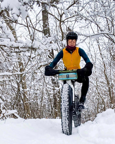 Erin on her Otso Voytek fat bike in snow