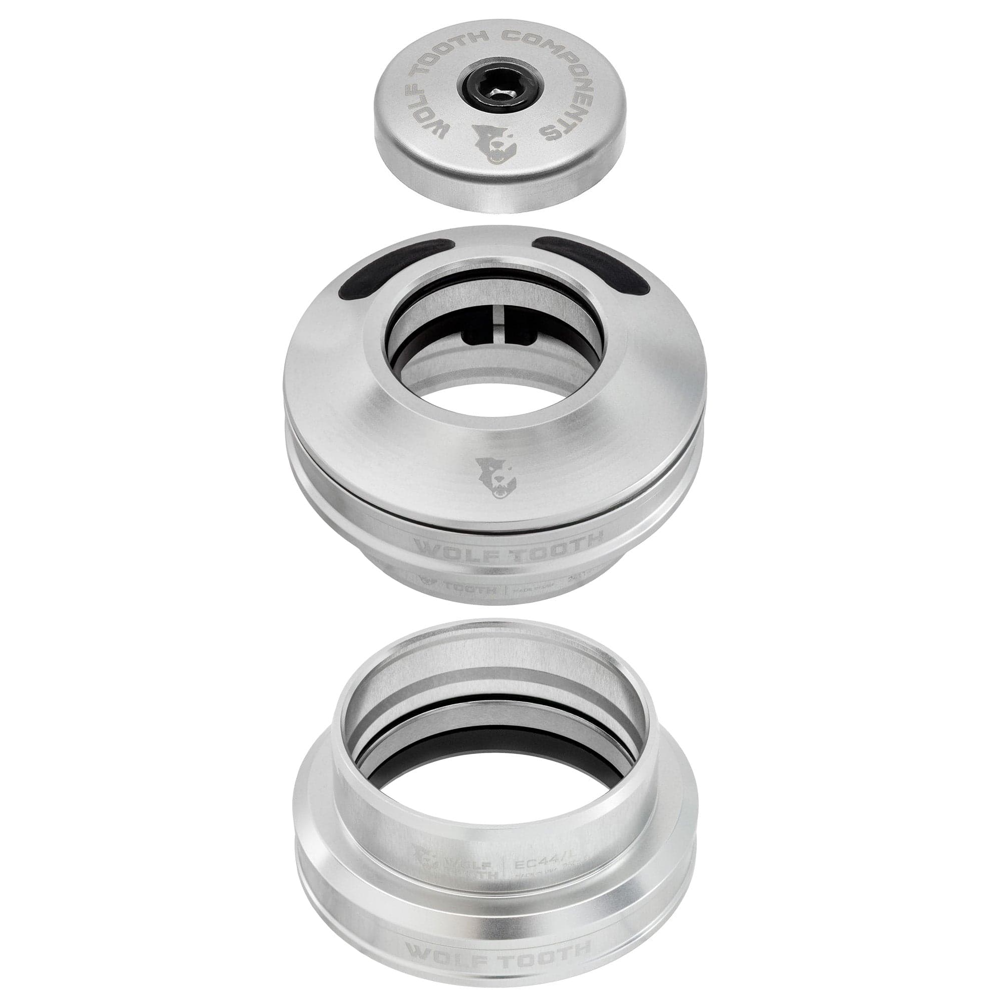 EC44 Upper & Lower Set / Raw Silver Wolf Tooth Premium EC44 Aero Headset for Semi-Internal Routing