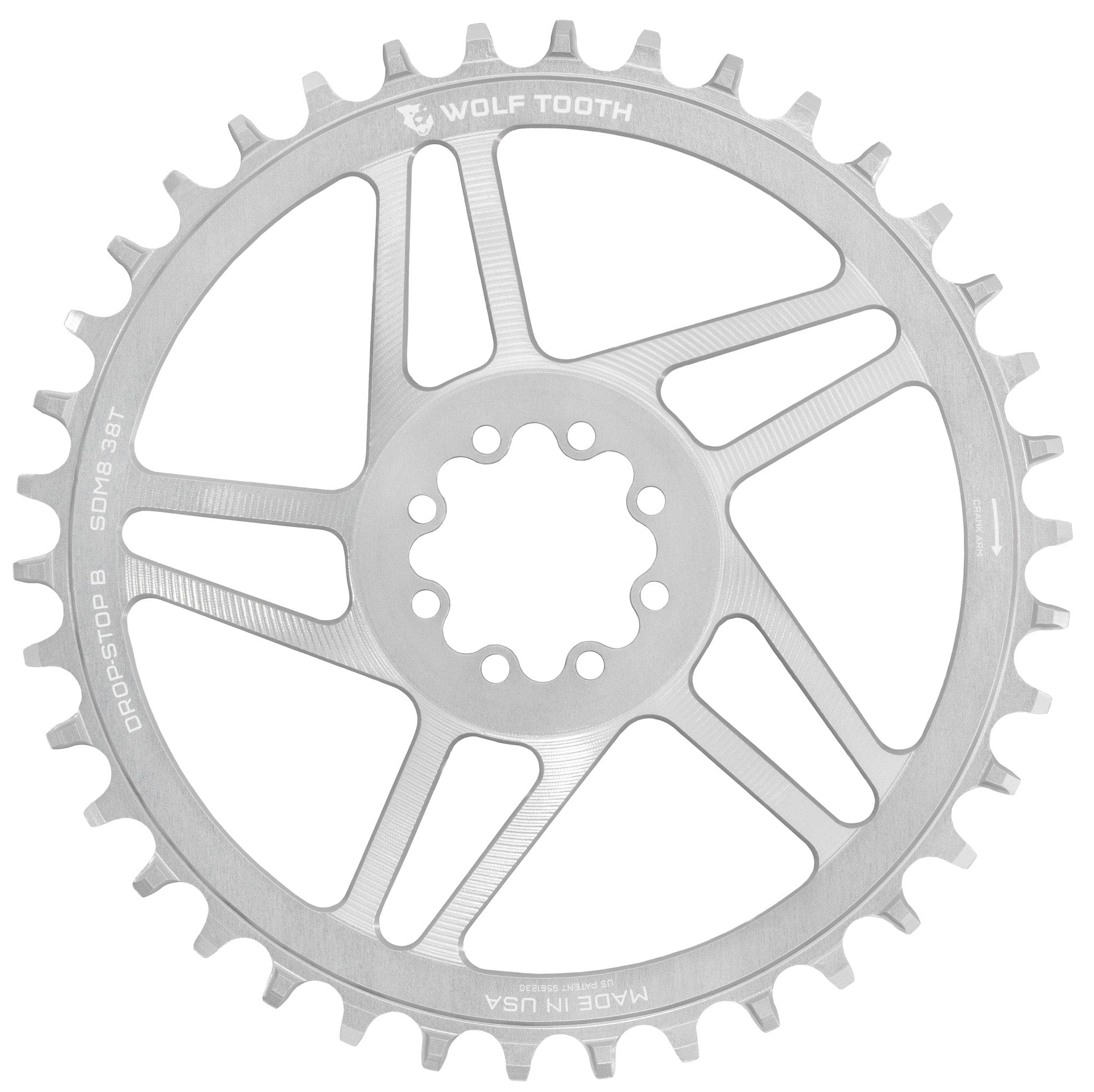 Drop-Stop B / 38T Direct Mount Chainrings for SRAM 8-Bolt Gravel / Road Cranks - Raw Silver