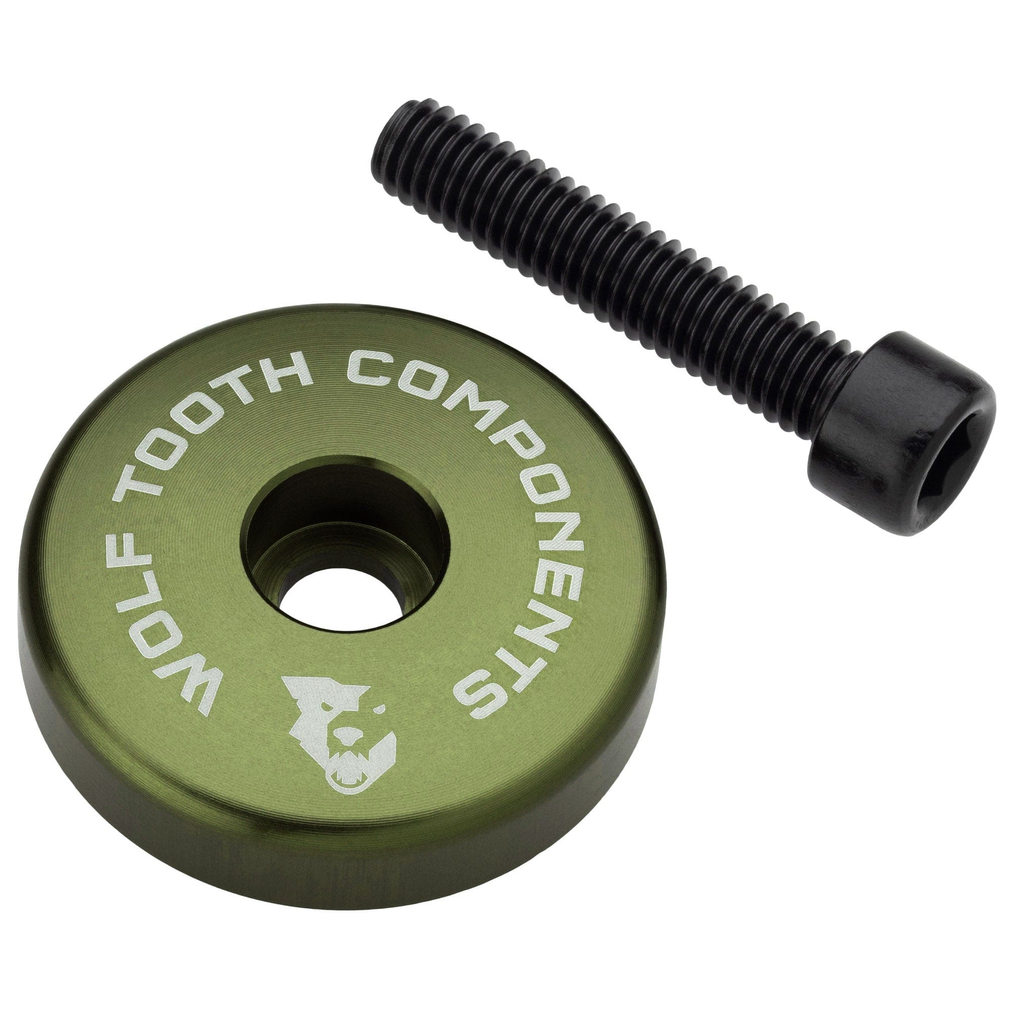 Aluminum / Olive Ultralight Stem Cap with Integrated Spacer