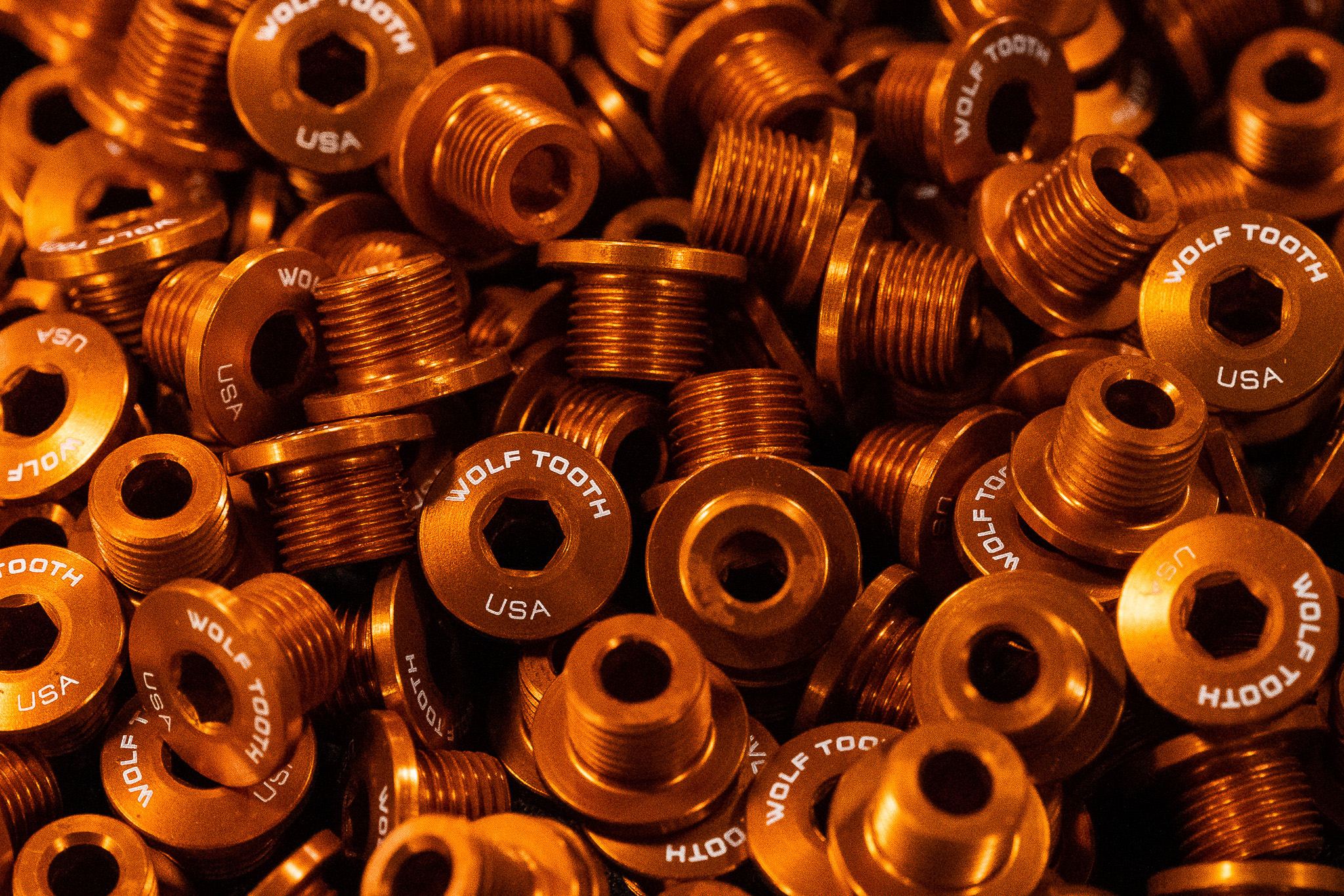 Wolf Tooth chainring bolts for BCD chainrings are Made in USA.
