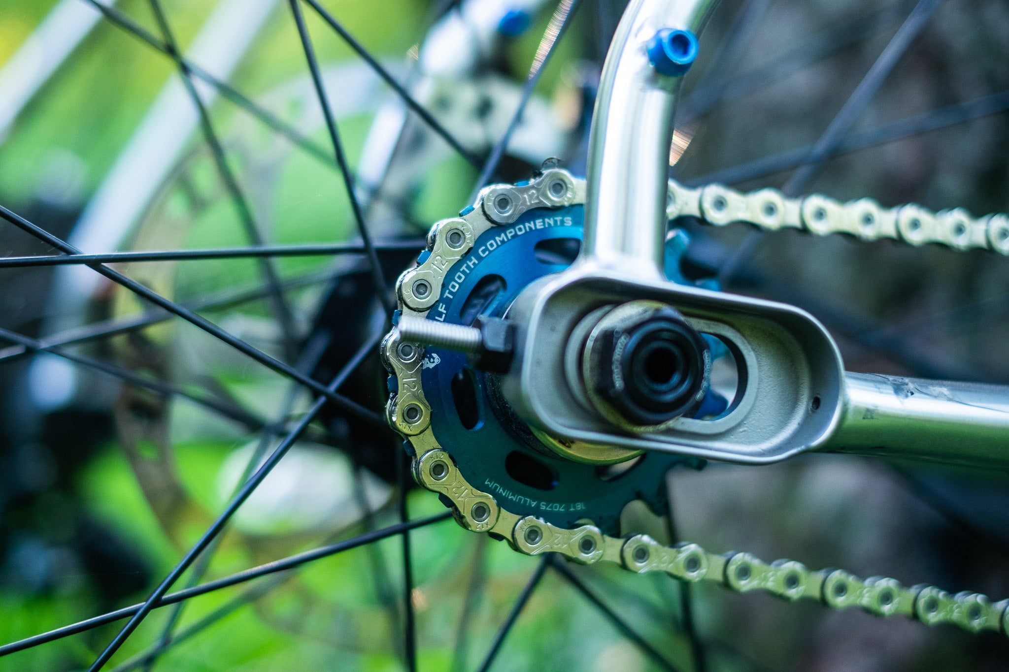 Wolf Tooth single speed cog in blue