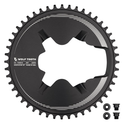 Black / 48T / Drop-Stop ST Aero Direct Mount Chainrings for Shimano Dura-Ace R9200 Cranks