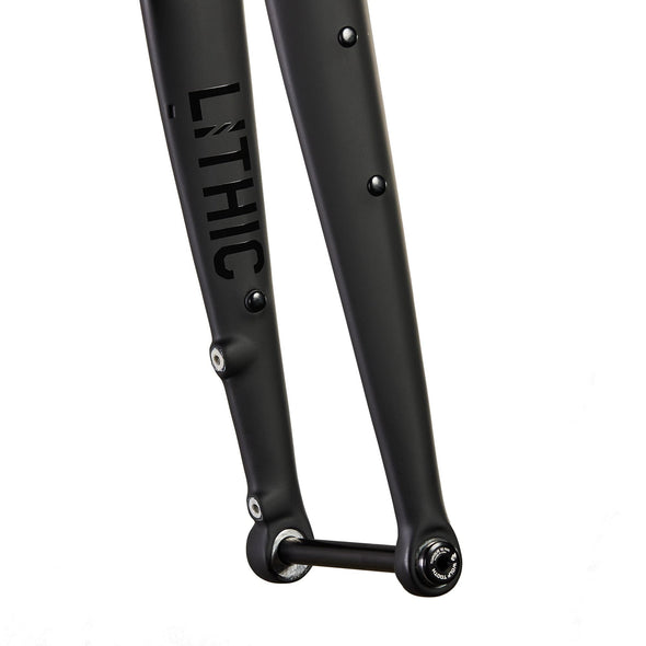 Black with Black Decals Lithic Carbon Gravel Fork