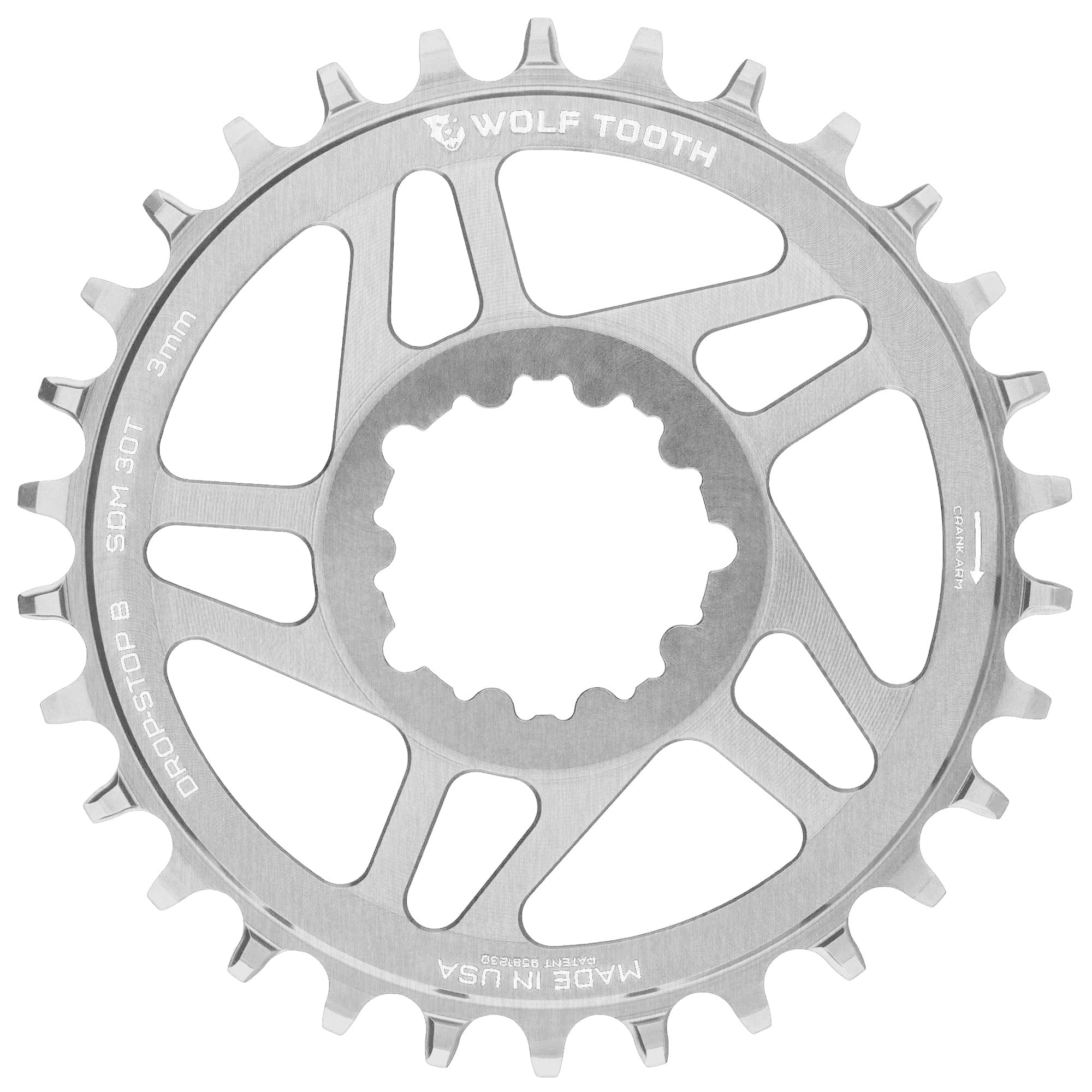 Drop-Stop B / 30T / 3mm Offset Direct Mount Chainrings for SRAM 3-bolt Cranks - Raw Silver