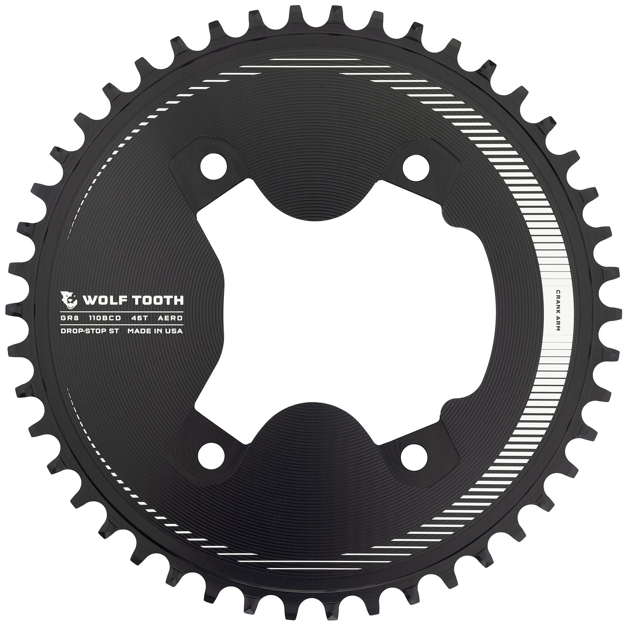 Plateau Chaîne Wolf Tooth BCD 110 Asymétrique - 46 Dents - Pour Shimano - Aluminium Noir - Neuf