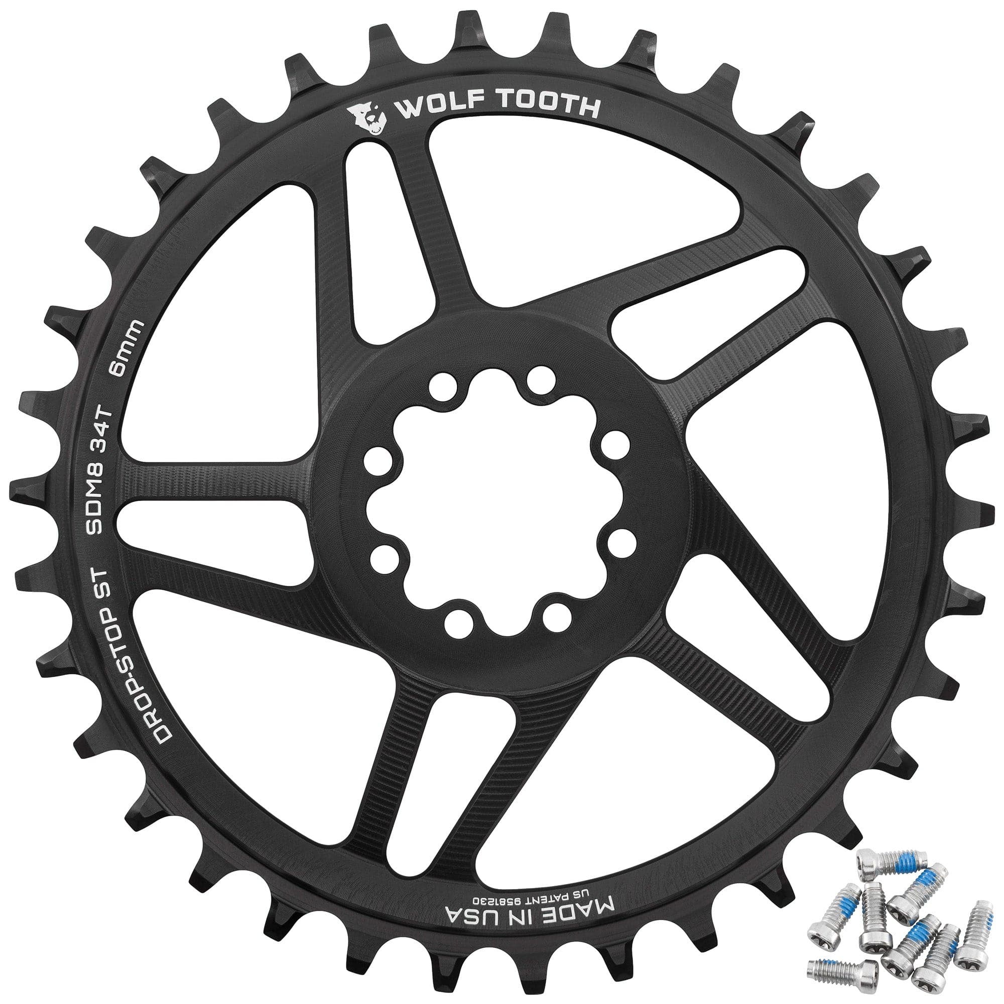 Drop-Stop ST / 34T / 6mm Offset Direct Mount Chainrings for SRAM 8-Bolt Mountain Cranks