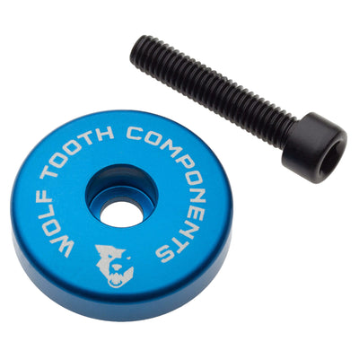 Aluminum / Blue Ultralight Stem Cap with Integrated Spacer