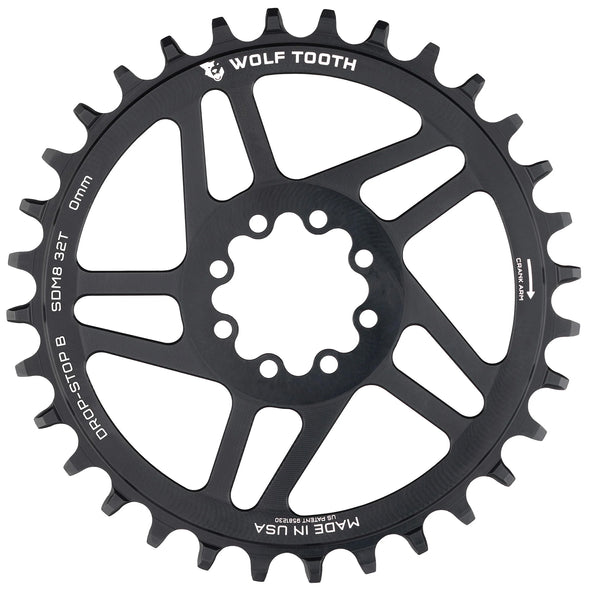 Drop-Stop B chainrings from Wolf Tooth are machined in Minnesota, USA.