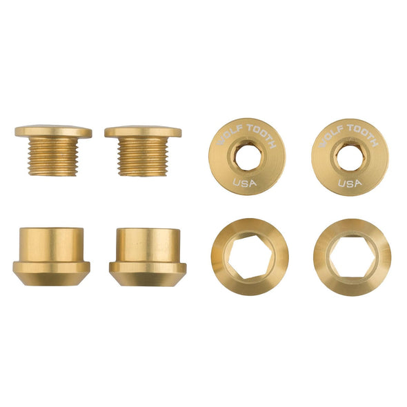 Aluminum / Gold Set of 4 Chainring Bolts+Nuts for 1X
