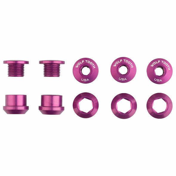 Aluminum / Purple Set of 5 Chainring Bolts+Nuts for 1X