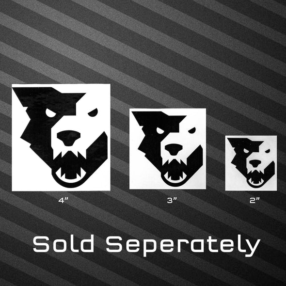 4, 3, and 2 inch Wolf Tooth black wolf head decals
