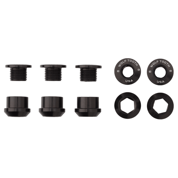 Aluminum / Black Set of 5 Chainring Bolts+Nuts for 1X