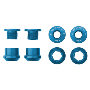 Aluminum / Blue Set of 4 Chainring Bolts+Nuts for 1X