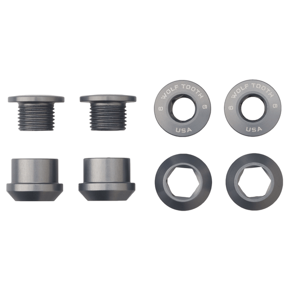 Aluminum / Grey Set of 4 Chainring Bolts+Nuts for 1X