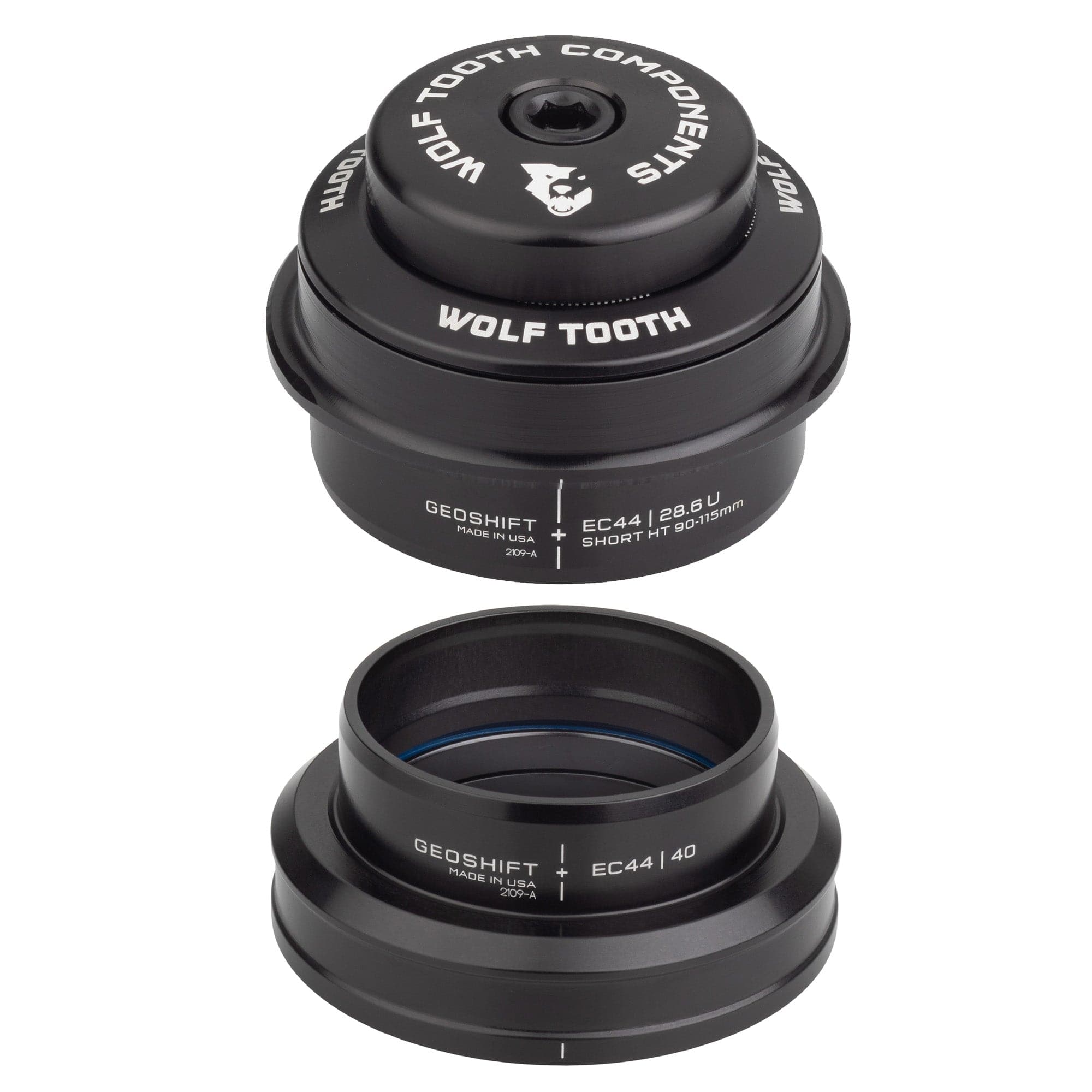 EC44/28.6 Upper, EC44/40 Lower / Short 90-114 mm Wolf Tooth 2 Degree GeoShift Performance Angle Headset