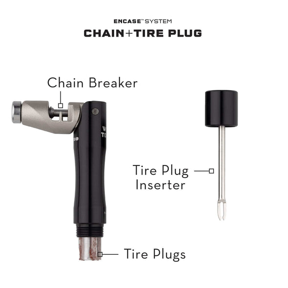 Encase system chainbreaker and tire plug tool functions