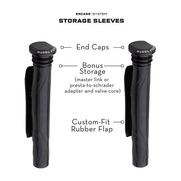 Encase tool storage system for handlebars, storage sleeves
