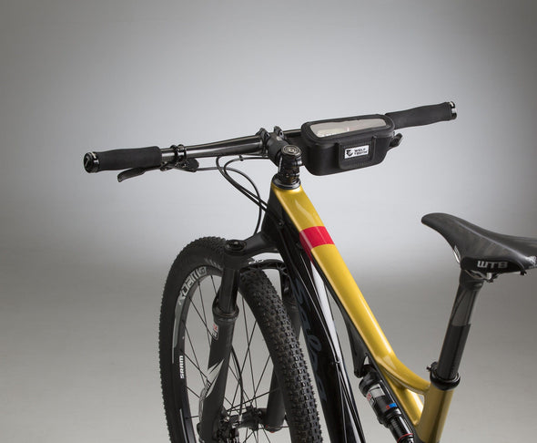 Wolf-tooth-BarBag-storage-device-mounted to handlebar of full suspension bike