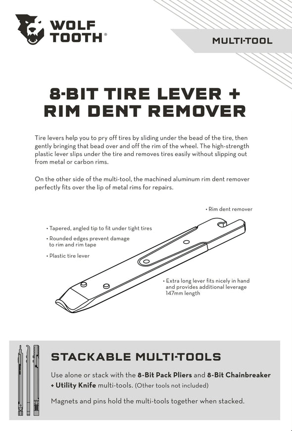 8-Bit Tire Lever + Rim Dent Remover Multi-Tool