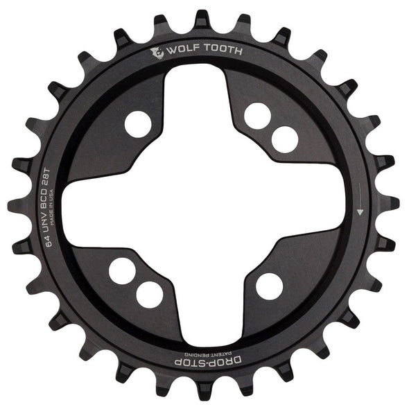 Drop-Stop A / 28T 64BCD / Black 96 mm BCD Chainrings for Shimano XT M8000 and SLX M7000
