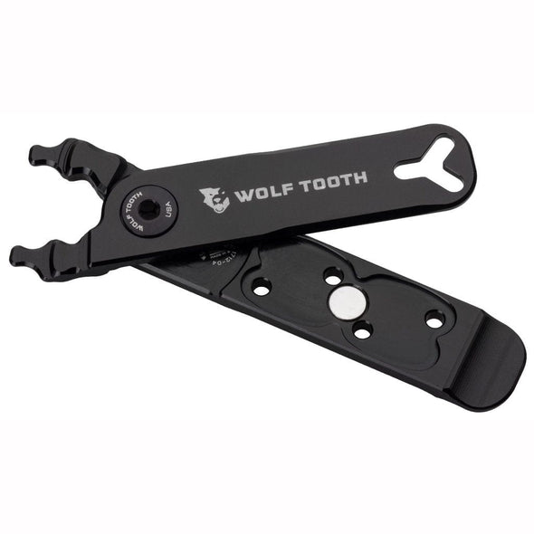 Wolf Tooth Pack Pliers, Master Link Combo Pliers, Black with Black Bolt in open position