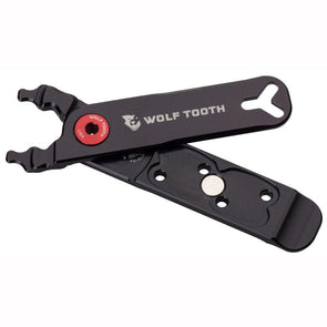 Wolf Tooth Pack Pliers, Master Link Combo Pliers, Black with Red Bolt in open position