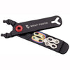 Wolf Tooth Pack Pliers, Master Link Combo Pliers, Black with Red Bolt in open position and loaded with bicycle chain master links