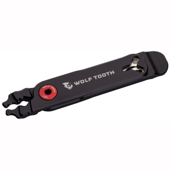Wolf Tooth Pack Pliers, Master Link Combo Pliers, Black with Red Bolt in closed position