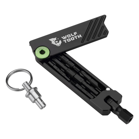 Wolf Tooth 6-Bit Multi-Tool green bolt with keychain
