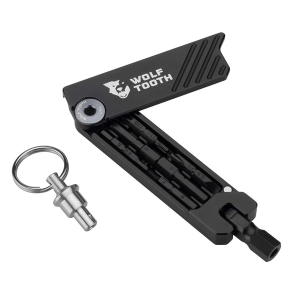 Wolf Tooth 6-Bit Multi-Tool gunmetal gray bolt with keychain