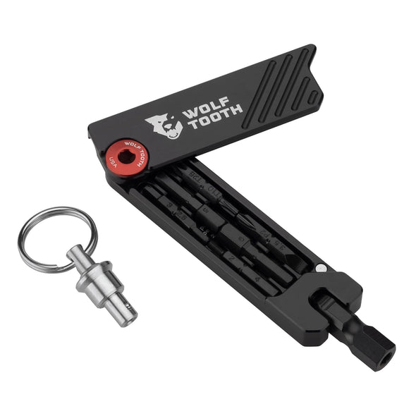 Wolf Tooth 6-Bit Multi-Tool red bolt with keychain