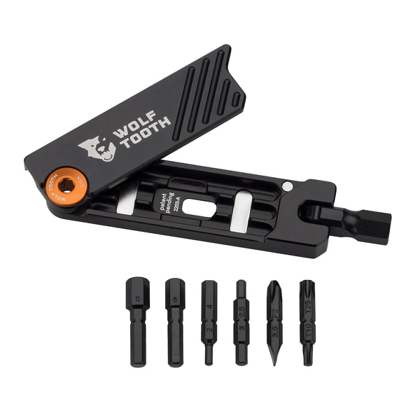Wolf Tooth 6-Bit Multi-Tool orange bolt with bits removed