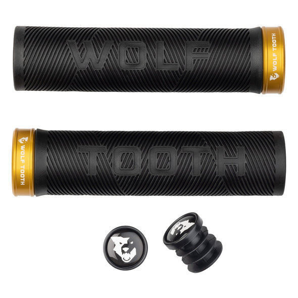 Wolf Tooth Lock-on Grips gold bolt-on collar with plugs