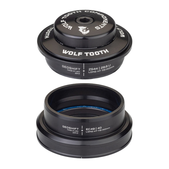 Wolf Tooth GeoShift Angle Headset ZS44 Upper and EC49 lower, SHIS, External Cup, Slacker 1˚