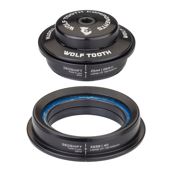 Wolf Tooth GeoShift Angle Headset ZS44 Upper and ZS56 lower, SHIS, Zero Stack, Slacker 1˚