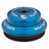 Wolf Tooth Performance IS headset with 7mm stack height including stem cap, shown in blue.