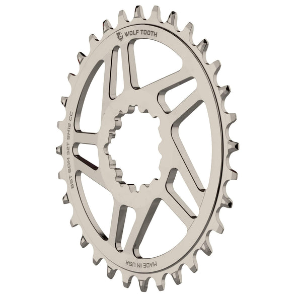 Wolf Tooth SRAM Direct Mount chainring for Shimano 12 Hyperglide+ chain, Nickel-plated
