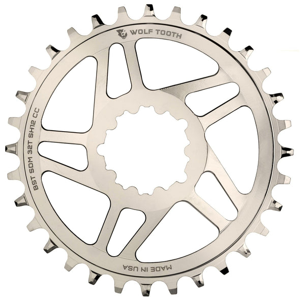Wolf Tooth SRAM Direct Mount chainring for Shimano 12 Hyperglide+ chain, Nickel-plated